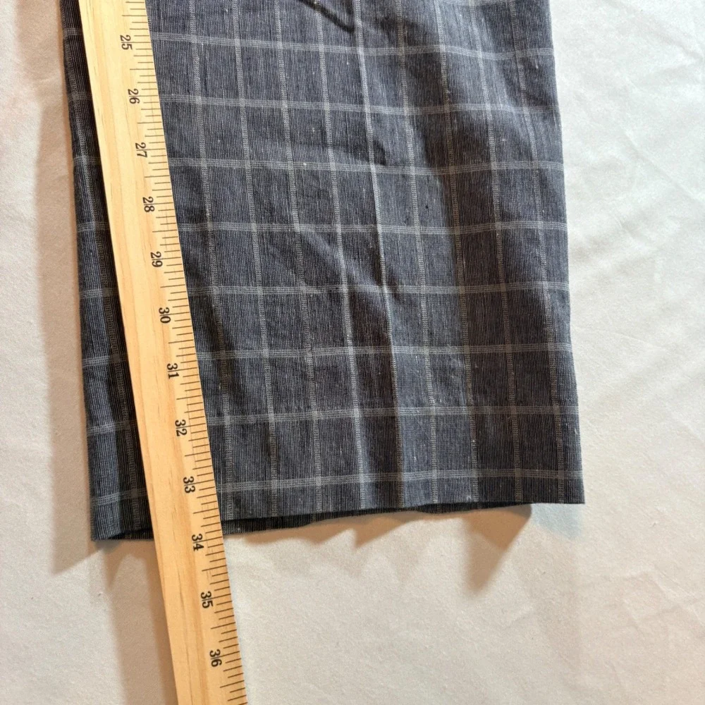 Banana Republic Plaid Dress Pants Mens 38x34 Slim Fit Grey Linen Blend Trousers